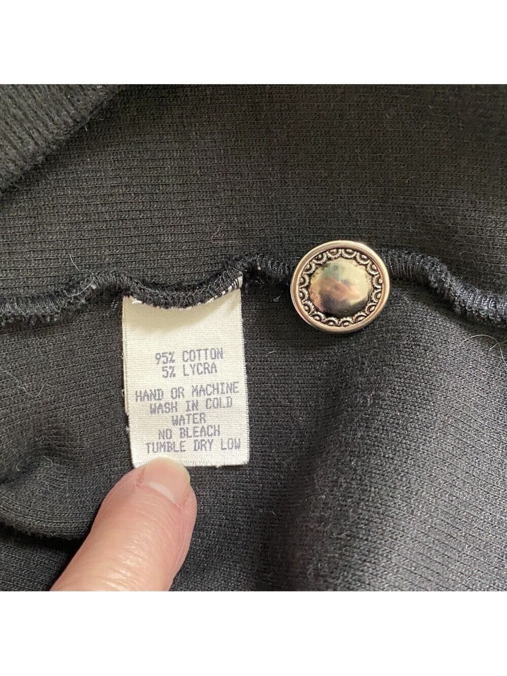 Vintage Y2K Ojai Black Jacket Sz M Thick Soft Knit Silver Buttons Made In Peru - Picture 8 of 9